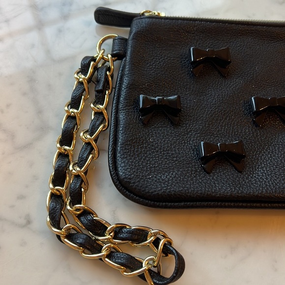 Betsey Johnson - Black Wristlet with Bows and Gold Chain - Picture 2 of 9